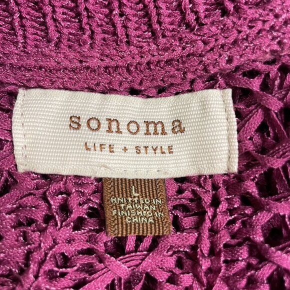 Sonoma Magenta Ribbon Open-Front Cardigan - size Large - Women's - Picture 6 of 9